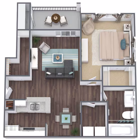 1 Bed - 1 Bath 00118 floor plan